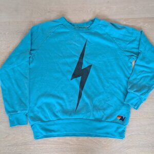 Aviator Nation sweatshirt - blue w/ black lightening bolt, Size S